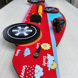 The Funny Mind 7+ Activities Wooden Racing Red Sports Car Toy Busy Board For Kids and Toddlers
