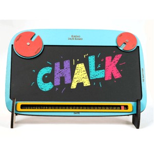 The Funny Mind Wooden Multipurpose Radio Black and Blue Chalk Board With Chalk