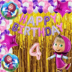 Masha & BearTheme Birthday Balloons Decoration Items or Kit Multicolor Foil Set for Birthday party With Decoration service at your place