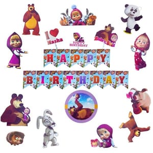 Masha & BearTheme Birthday Balloons Decoration Items or Kit Multicolor Foil Set for Birthday party With Decoration service at your place