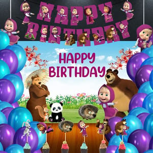 Masha & BearTheme Birthday Balloons Decoration Items or Kit Multicolor Foil Set for Birthday party With Decoration service at your place