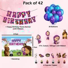 Masha & BearTheme Birthday Balloons Decoration Items or Kit Multicolor Foil Set for Birthday party With Decoration service at your place