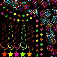 Neon Balloons decoration Party Supplies Glow Party Sets Including 50 Pieces 12 Inch UV Glow Balloons 14 Ft Neon Star Garland 10 Pieces Neon Star Swirl Hanging for Birthday With Decoration service at your place