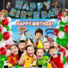 Decor Spree Paw Petrol Theme Happy Birthday Party Balloons Decoration Kit Combo Favors for Kids Birthday With Decoration service at your place