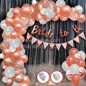 Complete Balloons Decoration Combo for Bride Bachelorette Party Decoration "BRIDE TO BE" - Golden, Black & Silver theme with With Decoration service at your place