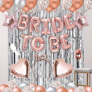 Complete Balloons Decoration Combo for Bride Bachelorette Party Decoration "BRIDE TO BE" - Golden, Black & Silver theme with With Decoration service at your place