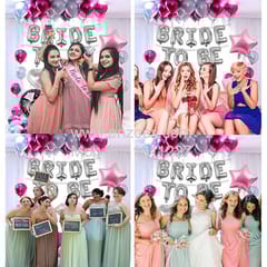 Complete Balloons Decoration Combo for Bride Bachelorette Party Decoration "BRIDE TO BE" - Golden, Black & Silver theme with With Decoration service at your place