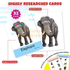 ANIMALS Flash Cards for Kids (32 Cards) Fun Learning Toy for 2-6 years