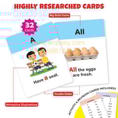 SIGHT WORDS & SENTENCES Flash Cards for Kids (32 Cards) Fun & Early Learning