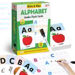 ALPHABET Write & Wipe Jumbo Flash Cards (With Marker Pen) for Kids 2+ Years
