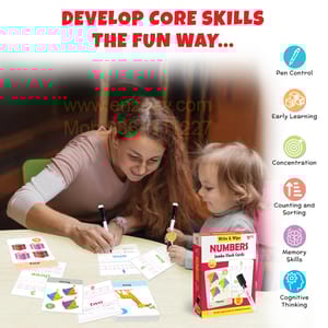 NUMBERS Write & Wipe Jumbo Flash Cards (With Marker Pen) for Kids 2+ Years