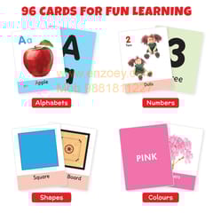 Big Flash Cards for Kids (Set of 3): ABC, Numbers, Shapes and Colours - 96 Cards