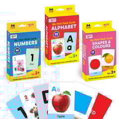 My First Flash Cards for Kids (Set of 3): ABC, Number, Shape & Colour - 108 Card