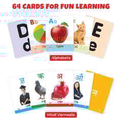 Big Flash Cards for Kids (Set of 2): Alphabets Hindi Varnmala - 64 Cards