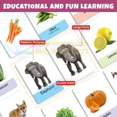 My First Flash Cards for Kids (Set of 3): Fruits, Vegetable & Animal - 108 Cards