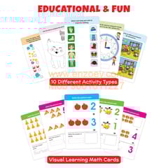 Flash Cards Set for Kids: Activity & Maths (64 Write & Wipe Cards with Marker)