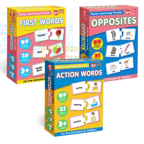 Opposites, First Words and Action Words Early Learning Puzzles for Kids