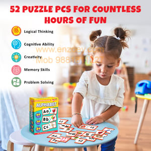 Alphabet Learning Puzzle (52 Pcs) & Flash Cards for Kids (32 Write & Wipe Cards)