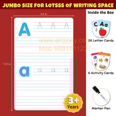 ALPHABET Write & Wipe Jumbo Flash Cards (With Marker Pen) for Kids 2+ Years