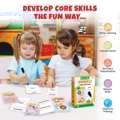 ANIMALS Write & Wipe Jumbo Flash Cards (With Marker Pen) - Educational Toy