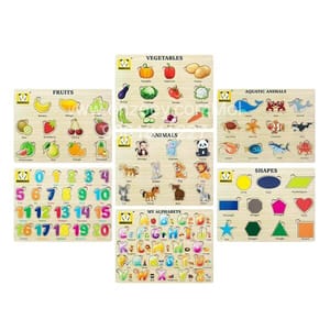 Wooden Puzzles Brain Teasers Toy Educational Gift for Baby Toddlers Kids(Set of 7)