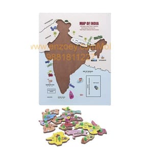 Wooden Puzzle with Knobs Educational and Learning Toy for Kids (Calendar & India MAP)