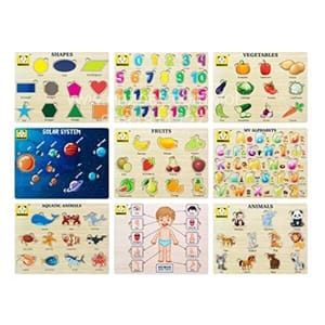 Wooden Puzzle Without Knobs Educational and Learning Toy for Kids(Set of 9)