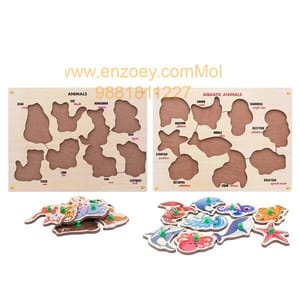 Wooden Puzzle with Knobs Educational and Learning Toy for Kids (Animal & Aquatic)