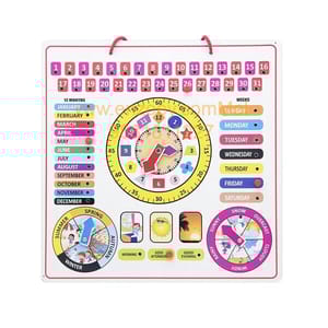 Wooden Educational Learning Calendar Play Clock Hanging Weather Seasons Wall Mountable with Knobs Educational Toy Board for Kids