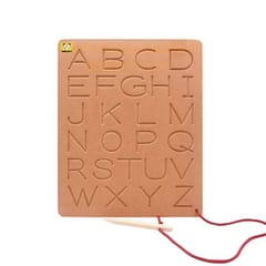 Wooden Educational Capital and Small Alphabet and Cursive Writing Practice Board Toy, 2-6 Years (Brown)