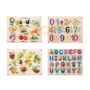 Wooden Puzzle with Knobs Educational and Learning Toy for Kids (Alphabets+Number+Fruits+Vegetables)