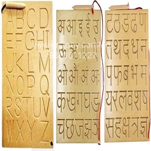 Wooden Tracing Boards with Dummy Pencil (Set of 3 pcs) | Letter Tracing Board | tracing Slate for Kids | Learning Game for Kids Boys and Girls (Capital ABC & Hindi Vowels & Consonants)