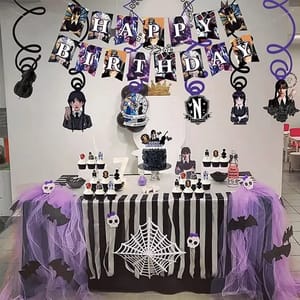Wednesday Addams Birthday Party Balloon Decorations service at home