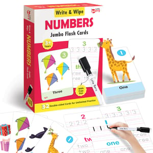 NUMBERS Write & Wipe Jumbo Flash Cards (With Marker Pen) for Kids 2+ Years