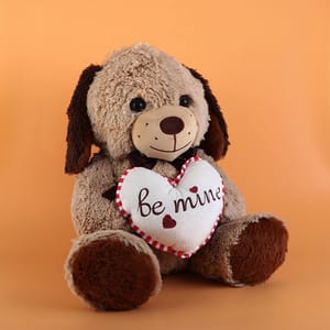 Brown Sitting Dog with Heart Soft Toy Set 40cm ,Annimal Soft Toy Home Decor, Soft Toy For Kids , Birthday Gift