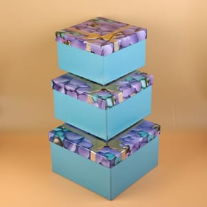 Fascinating Blue and Purple Color Heart Design 3 in 1 Box