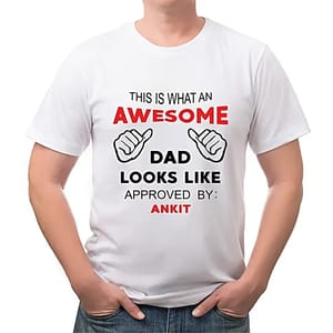 Awesome Dad White T-Shirt- Small Personalised T-Shirt For Father's Day Gift