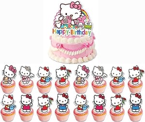 Hello Kitty  Theme Party Cup Cake Toppers (6 Pcs) For Kids Birthday Party Cup Cake Decorations