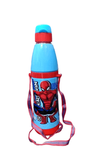 Steel Polo Big Insulated Bottle with Belt 500ml Marvel Spiderman Stainless Steel Inner for Back to School Boys, Gift, Return Gift