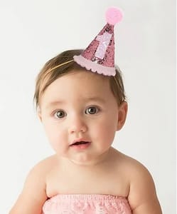 1st Birthday Cap For Princess Baby Girl (Colour May Vary) Cone Hat , Party Accessories , Party Wear , Pink Colour