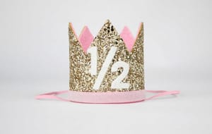 1/2 Birthday Cap For Princess Baby Girl , Baby Boy (Colour Pink And Blue May Vary) Crown Hat , Party Accessories , Party Wear