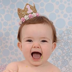 1st Birthday Cap For Princess Baby Girl , Baby Boy (Colour Blue And Pink  May Vary) ,Crown With Flower Hat For 1 st Birthday Party , Party Accessories , Party Wear , Blue Colour
