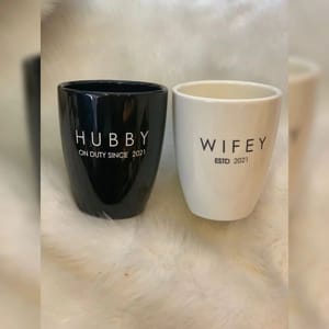 UNBREAKABLE COUPLE MUGS- HUBBY & WIFEY Set of 2 (300ML)