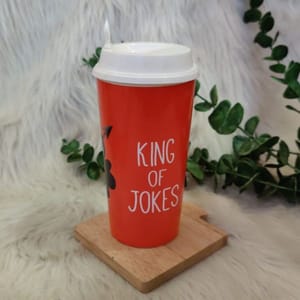 Designer Cup by Chirpy Cups with coffee & sipper lids - king of joke Set of 1