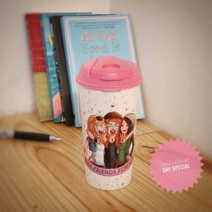 Designer Cup by Chirpy Cups with coffee & sipper lids - Best Friends Forever Set of 1