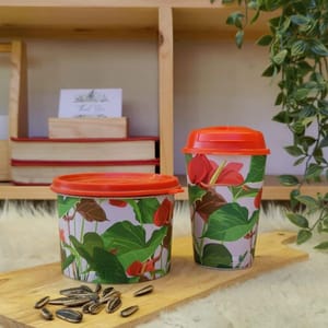 Unbreakable Cup & Snack box-Tulip Green-1 Crop waste cup (360ml), 1 matching Snack box (500 ml)