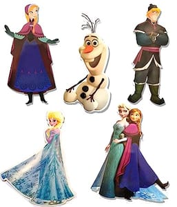 Frozen Theme Character cardstock Cutout (Set of 5 or Set of 10) for Birthday Decoration ( Princess f (Set of 5))