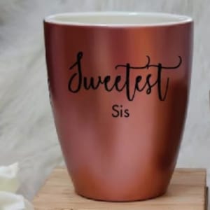 Unbreakable Rosegold Coffee Mug, Set of 1, Rakhi Special- Sweetest Sis (300ML)
