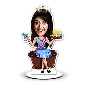 Caricature Personalized Gifts for birthday girl queen happy birthday caricature Wooden Cutout Photo frame  Multicolour