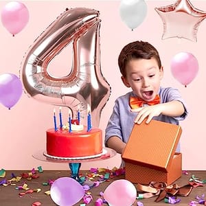 4th Happy Birthday Balloon Decoration ,Decoration Theme-Rose Golden , Happy Birthday Decoration Service At Your Door-Step,( 4th Birthday Decoration For Baby Girl)